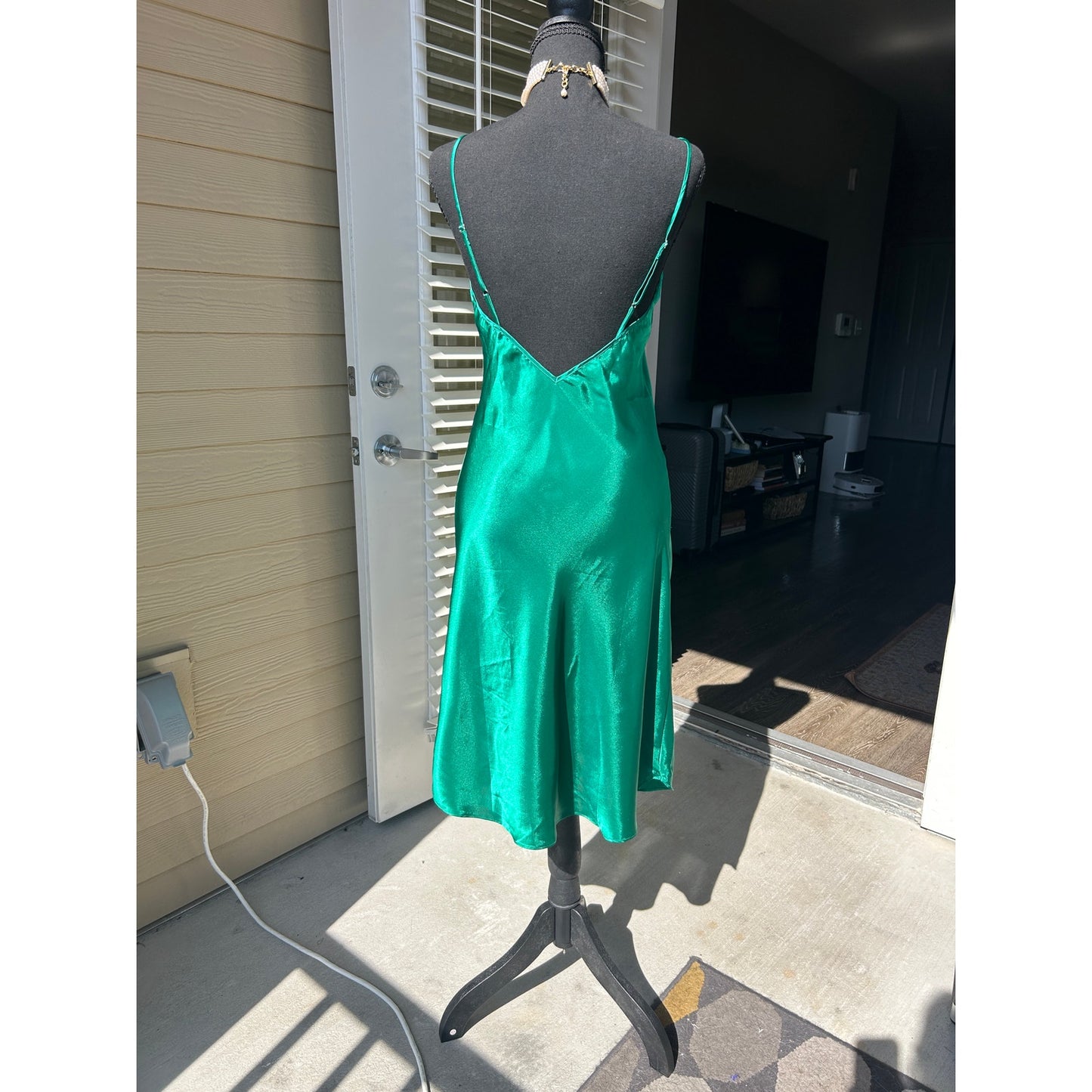 Vintage Victoria’s Secret Slip Dress aus den 90ern, goldfarbenes Etikett, smaragdgrün