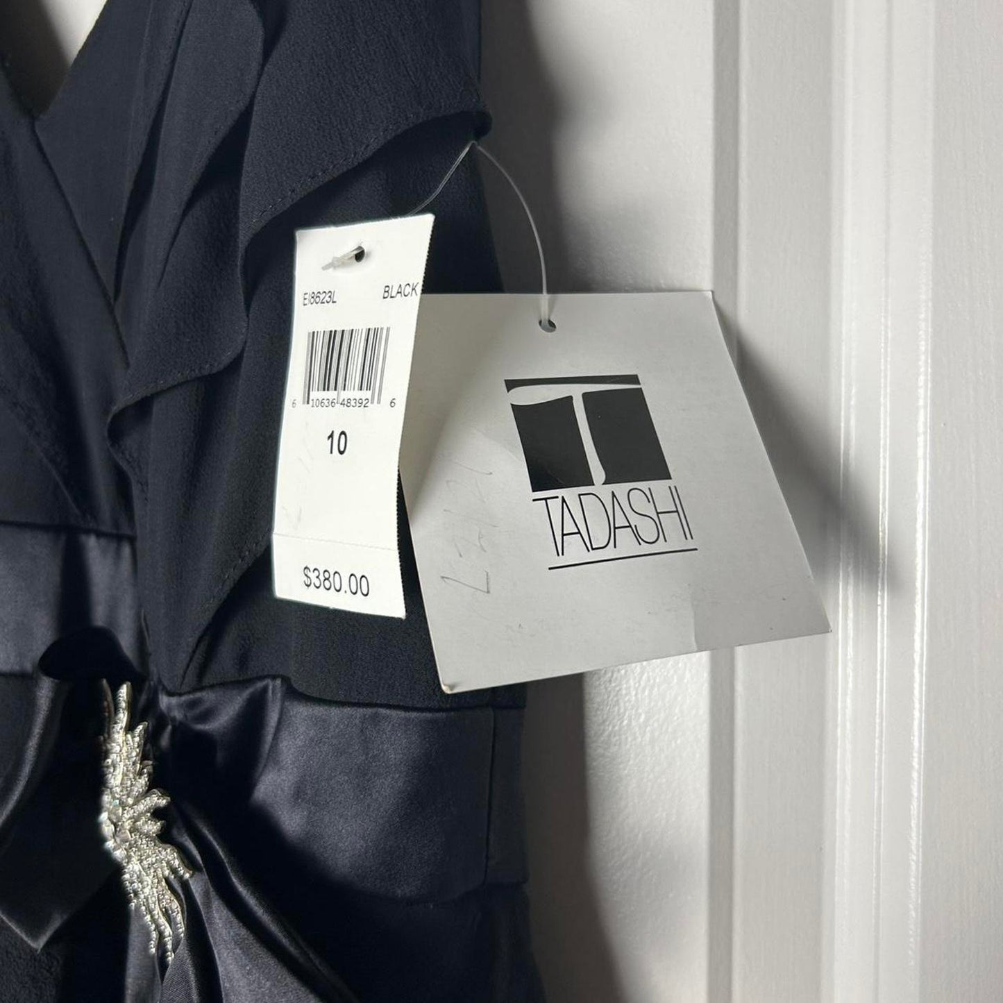 Tadashi silk dress black ruffled