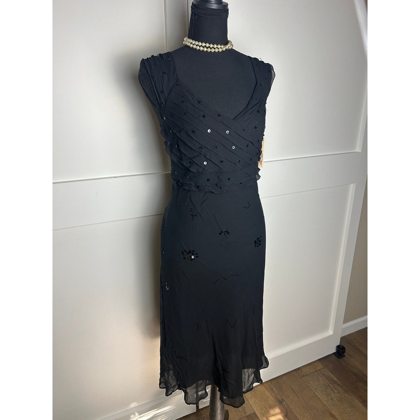 NWT Vintage Y2K Lapis Anthropologie 100 % Seide Chiffonkleid Fairy Coquette Romantic