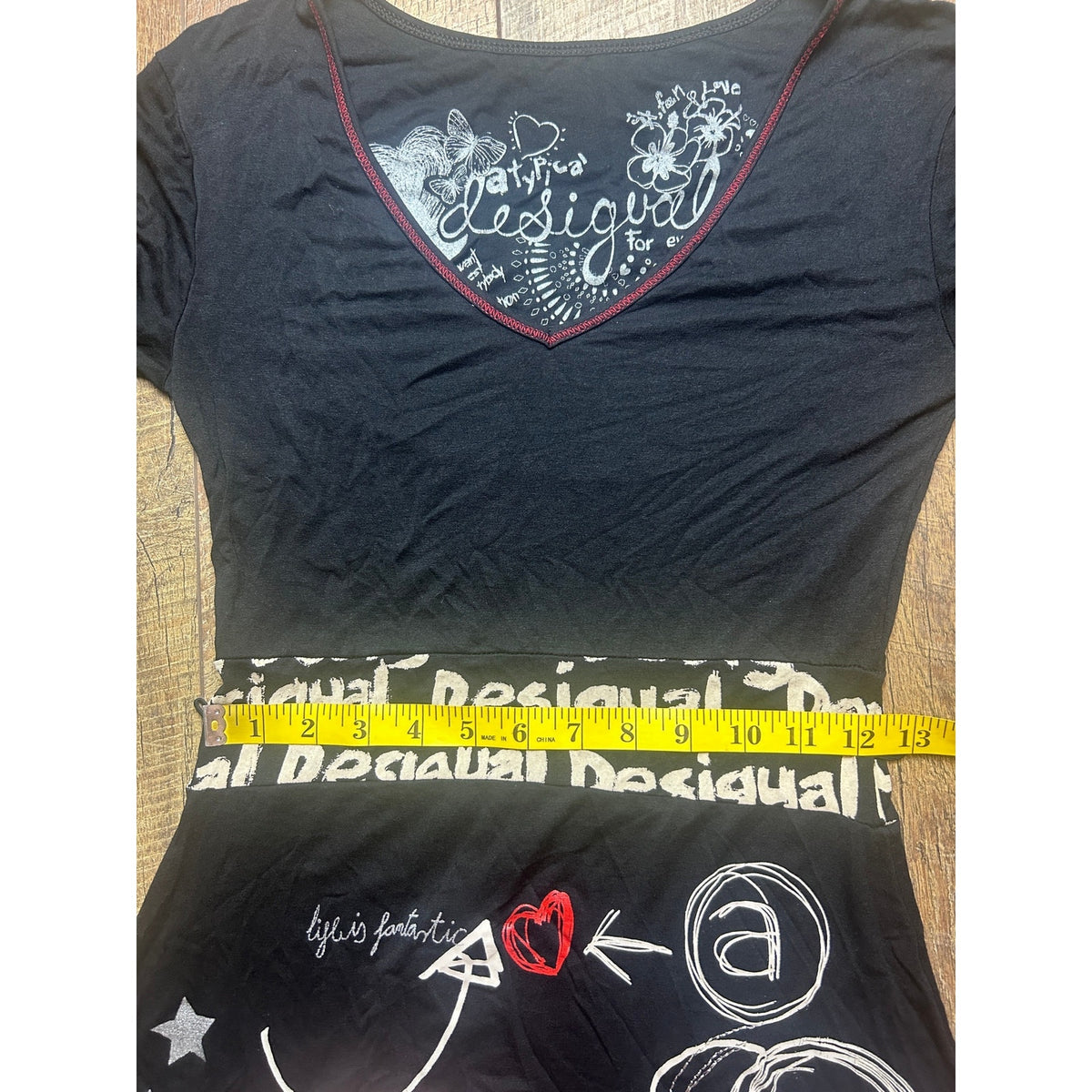 Desigual Bamboo Layered Fit & Flare Dress Size S | Euro Grunge Y2K Long Sleeve Fall Dress