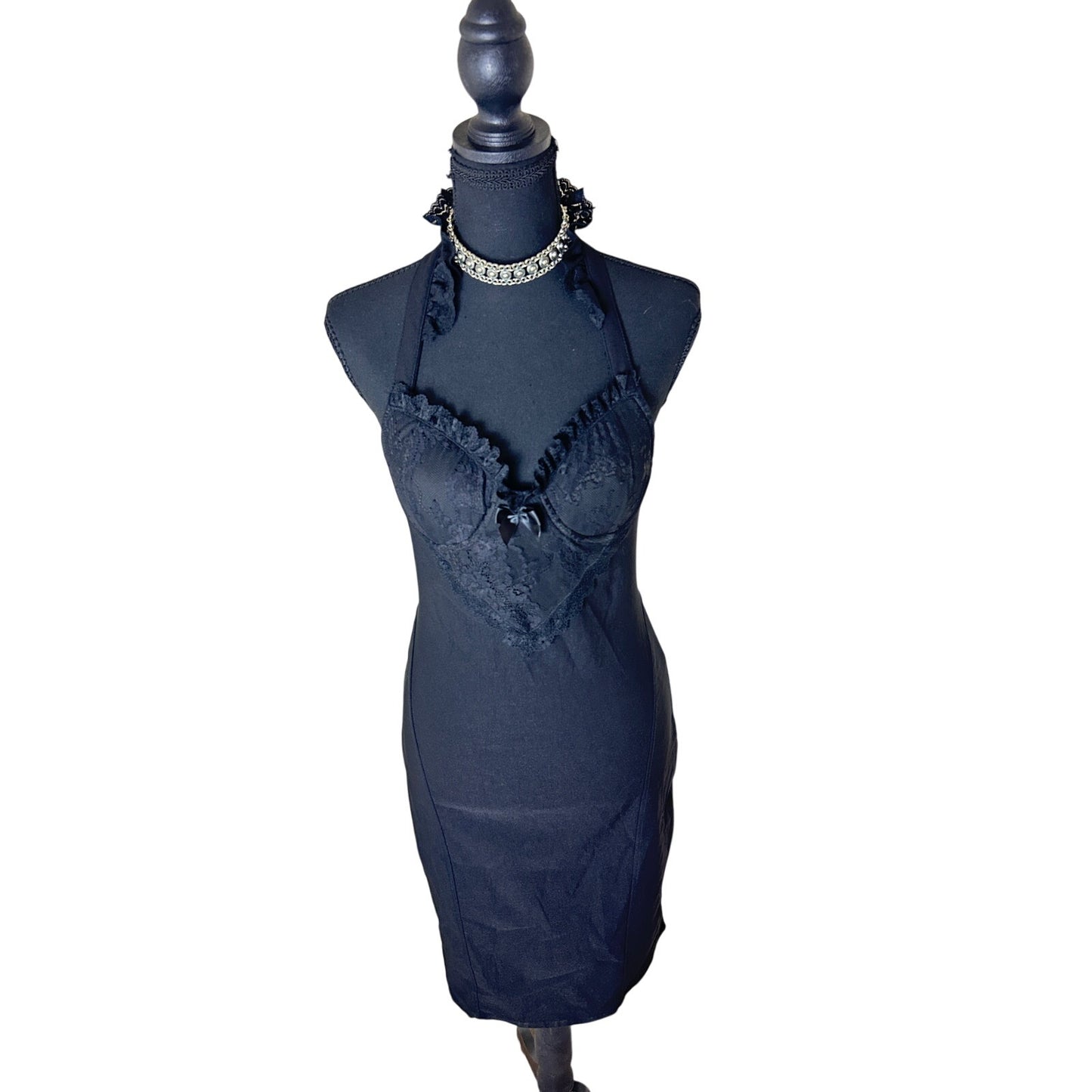 Neu Killstar Ophelia Midikleid Gothic-Dessous figurbetont Spitzenkragen Dark Feminine Vampir Coquette