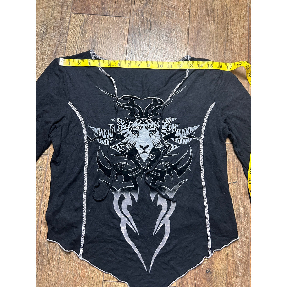 Velvet Burnout Tiger Tribal Fairy Hankerchief Hem Top