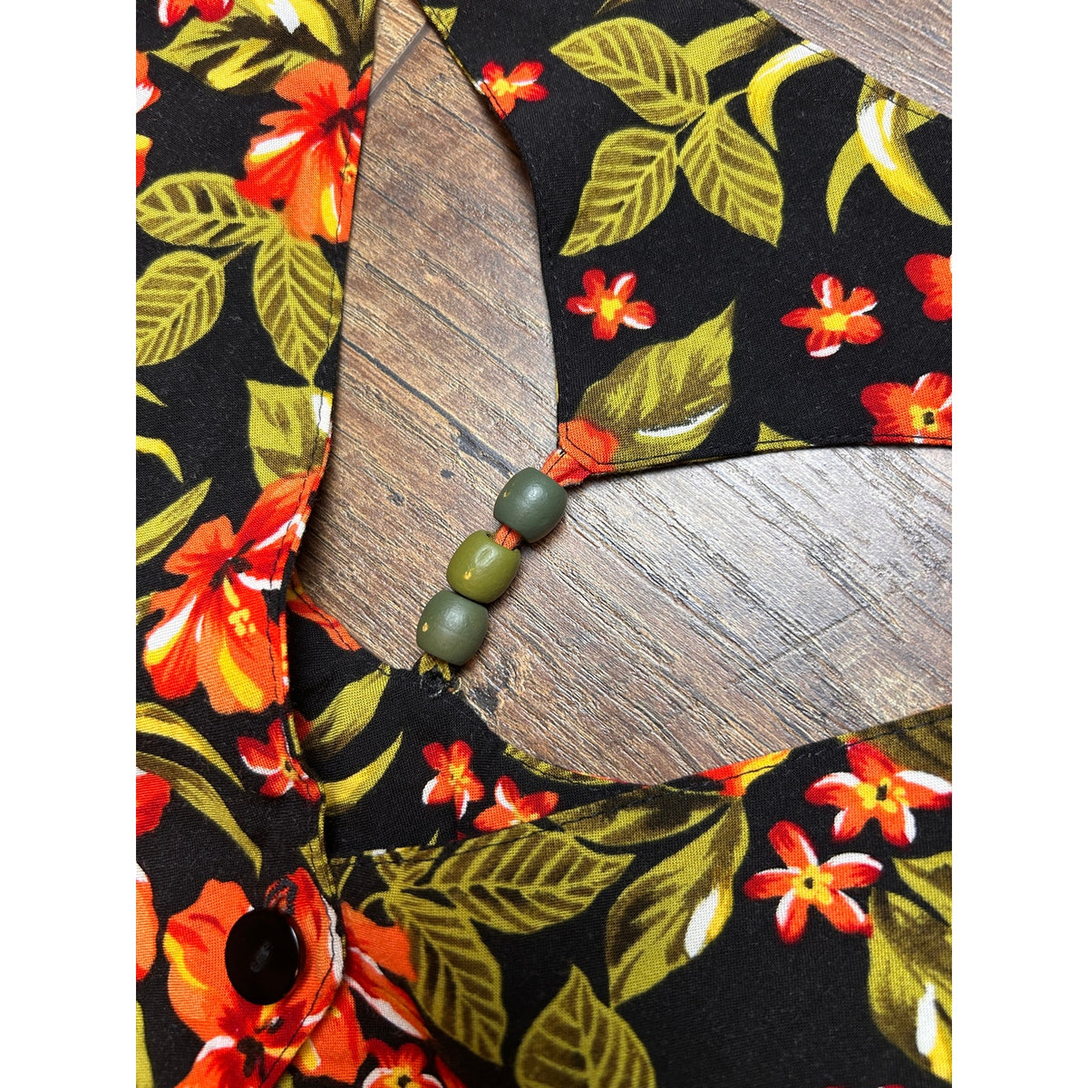 Vintage Erika 90s Orange Green Hibiscus Rayon Button Down Maxi Dress L