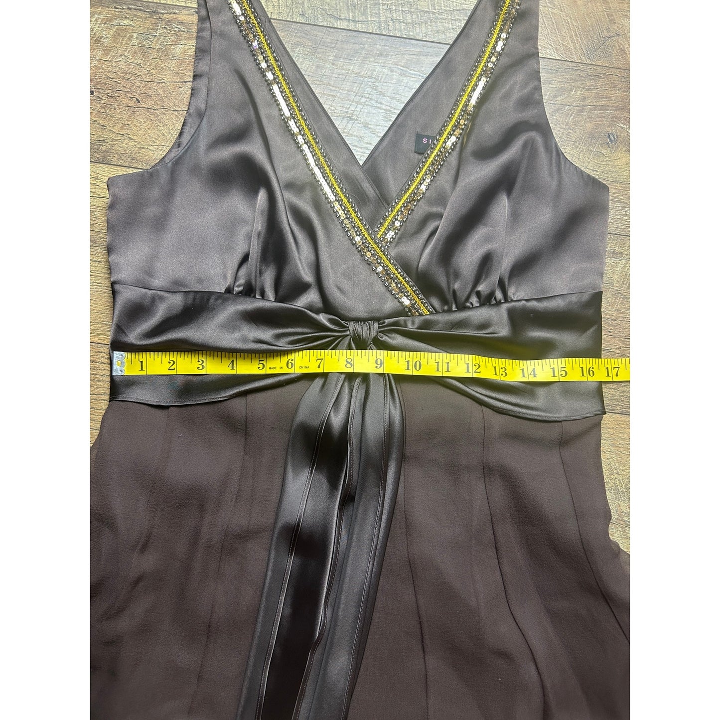 signature by robbie bee silk babydoll dress chocolate brown size 12