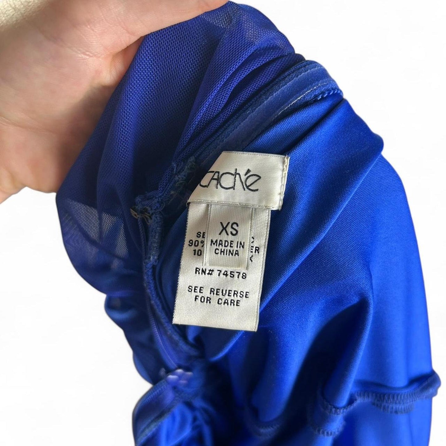 Cache blaues gerafftes Maxikleid