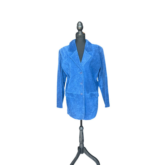 💙 Bagatelle Kobaltblauer Wildleder-Blazer – Vintage Statement Wildleder – Größe M