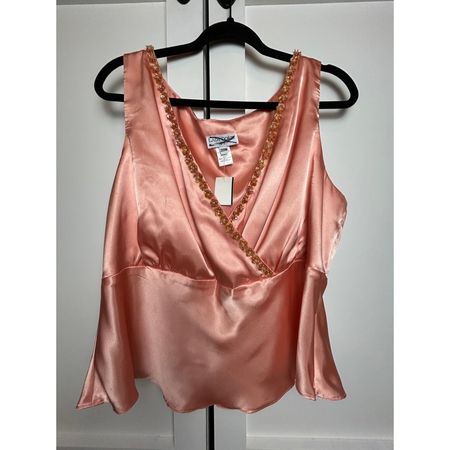 Y2K It Girl Satin Perlen Babydoll Top ✨ Ausgeh-Party-Top NWT Lady Dorby 20W