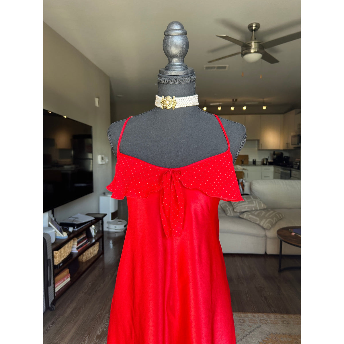 Val mode satin polkadot slip dress 20 ptp