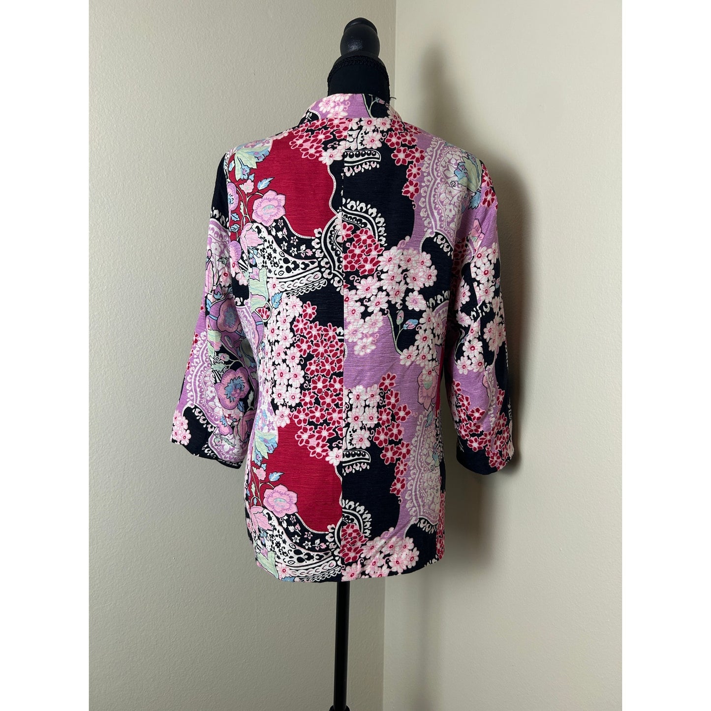 Norm Thompson „Escape From The Ordinary“ Japanischer Grafik-Seidenblazer XL Artwear