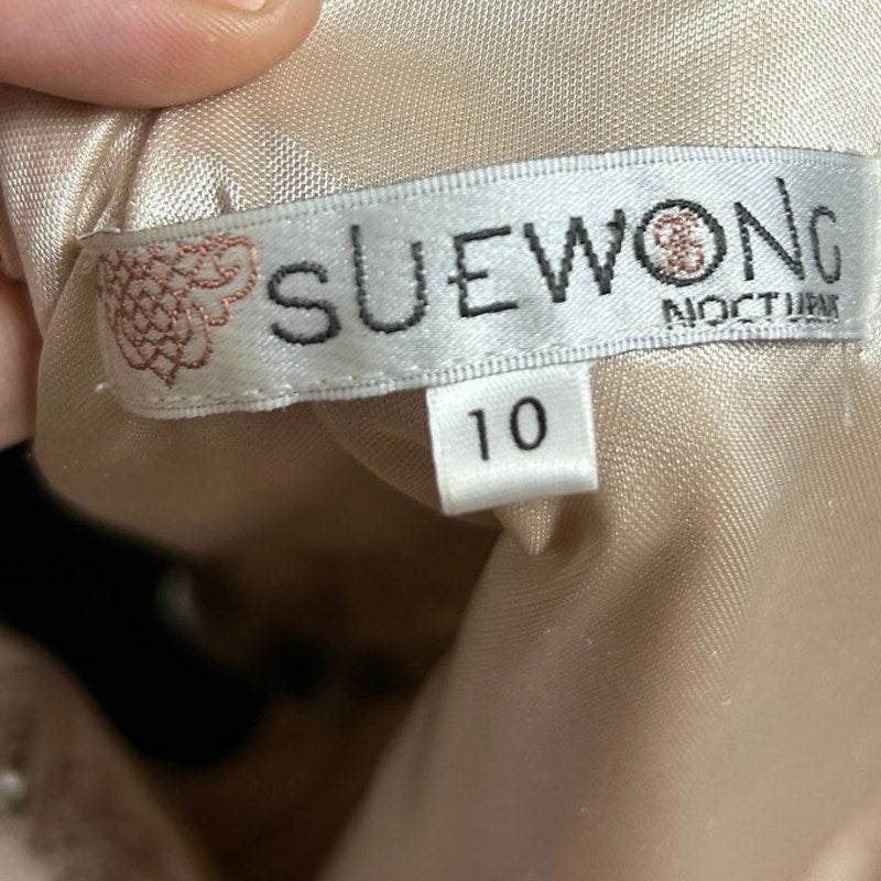 Sue Wong Nocturne Perlenbesetztes One-Shoulder-Kleid Größe 10 Y2K Glam Formal