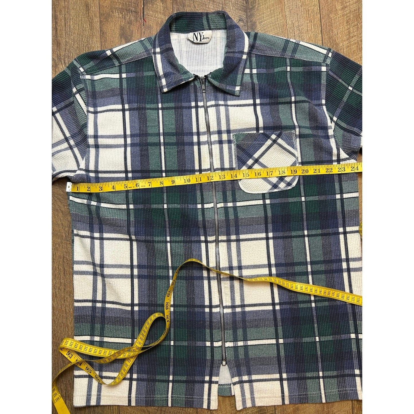 Vintage 90’s Ny jeans plaid zip up shirt size