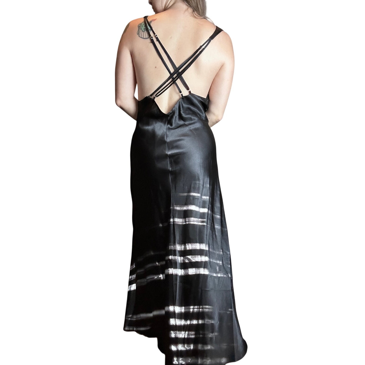 Frederick’s of Hollywood Low Crossback Backslit V Neck bias cut Slip Dress 1X