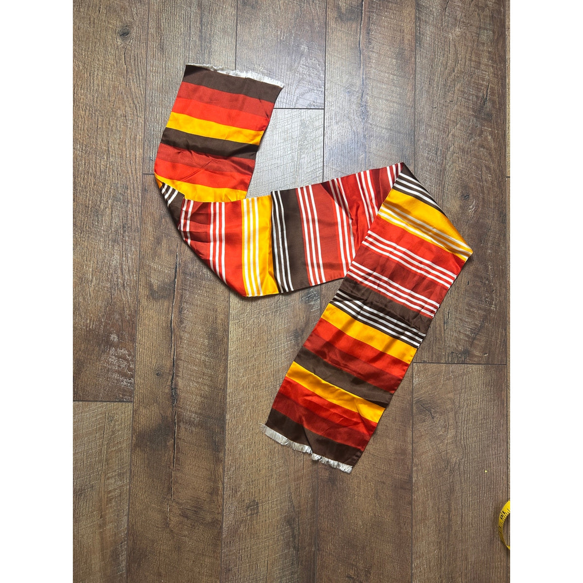 Vintage 70s Silk Headscarf – Red, Rust & Brown