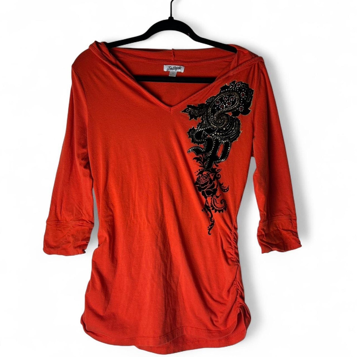 Red southpole v neck shirt