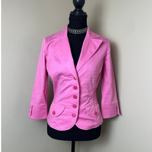 Vintage Y2K Hot Pink Blazer 💖 Barbiecore Legally Blonde It Girl Bisou Bisou Größe 2