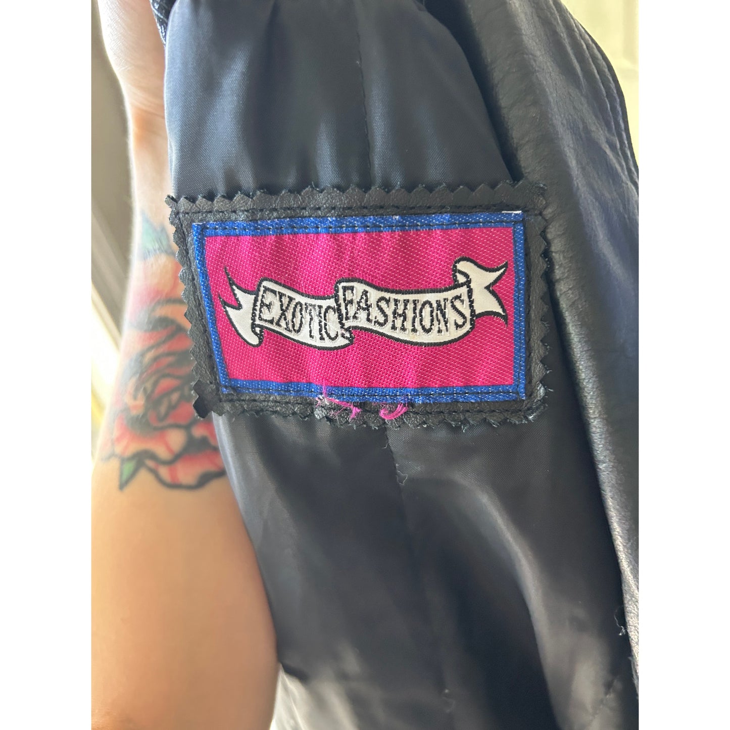 80er Western Ledertrench Paisleymuster Patchwork exotische Mode Größe XXL