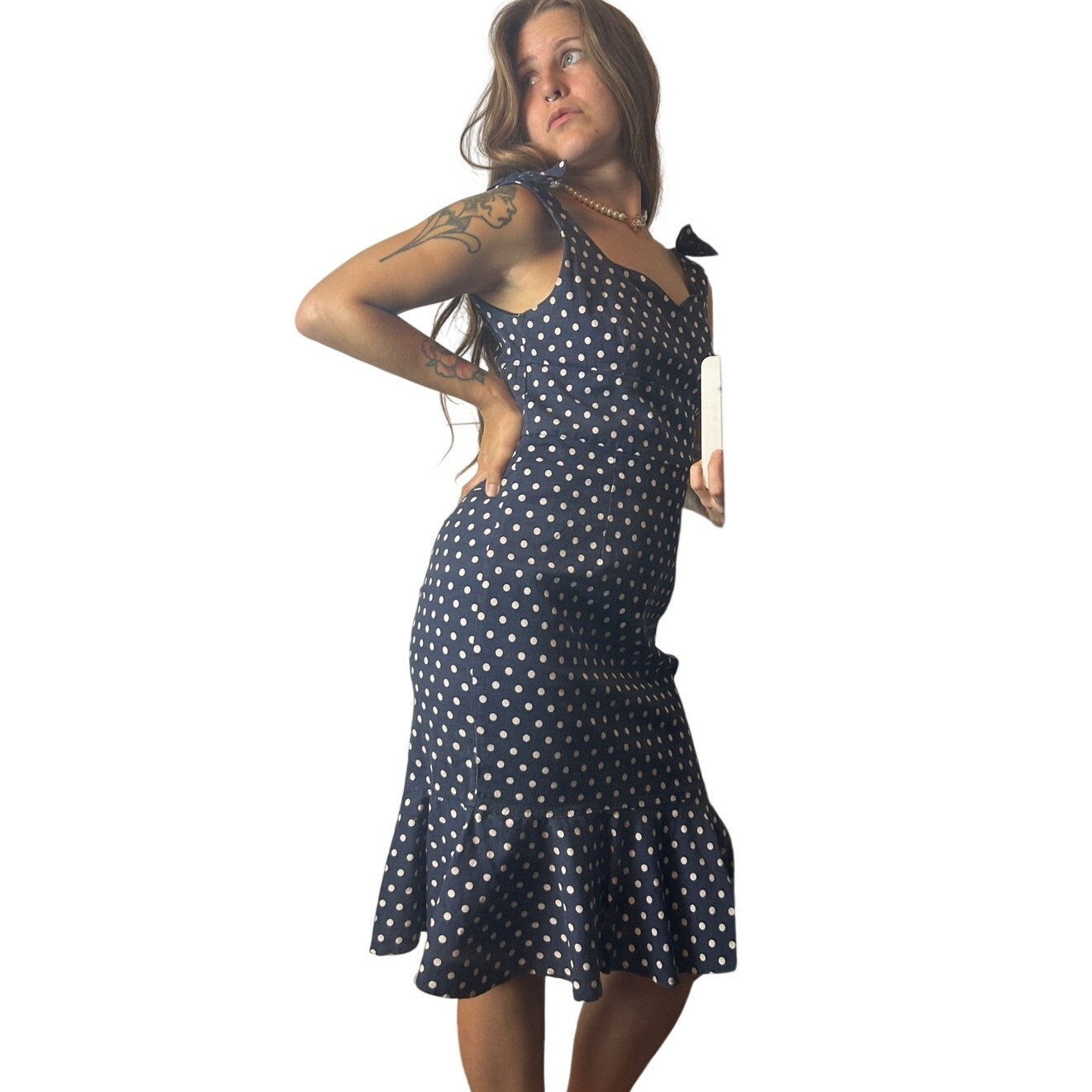 50er Jahre Retro-Tupfenkleid Lindy Bop Pin Up Rockabilly Fit-and-Flare Midi
