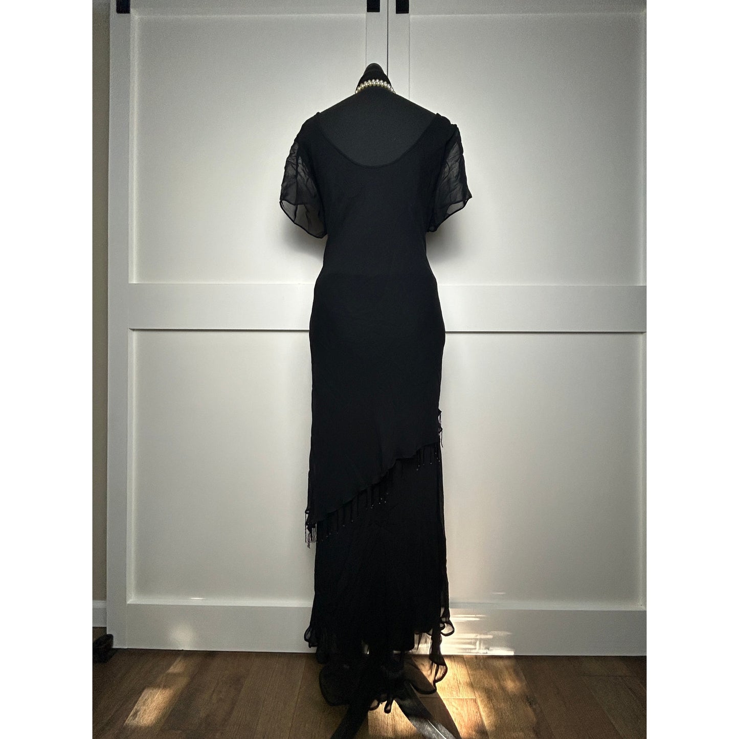 Robe longue en rayonne bleue perlée Eva taille 16