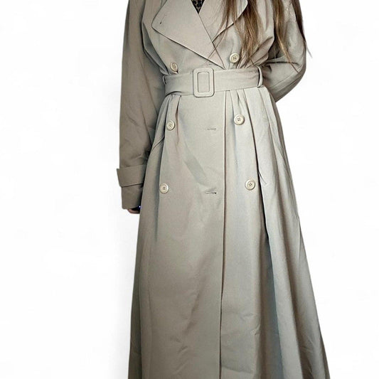 NWT 90s Tan Trench Coat Vintage Gallery Belted Long Coat Minimalist 90s