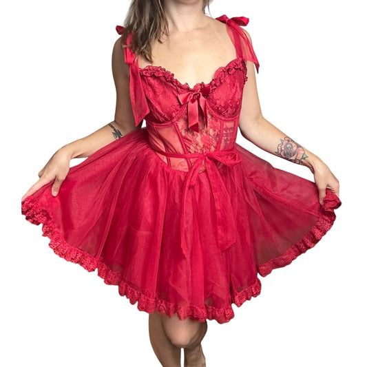 lacey tulle dress widow dolls kill with matching garter belt
