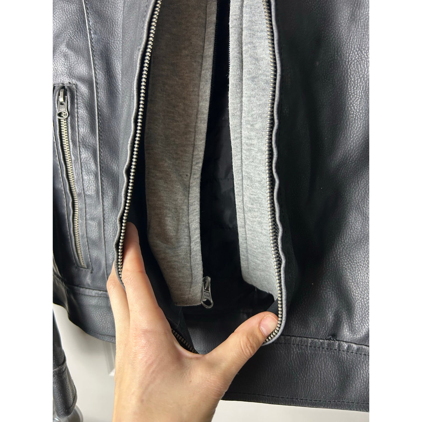 veste aviateur en cuir Kenneth Cole Reaction avec capuche en tricot taille L