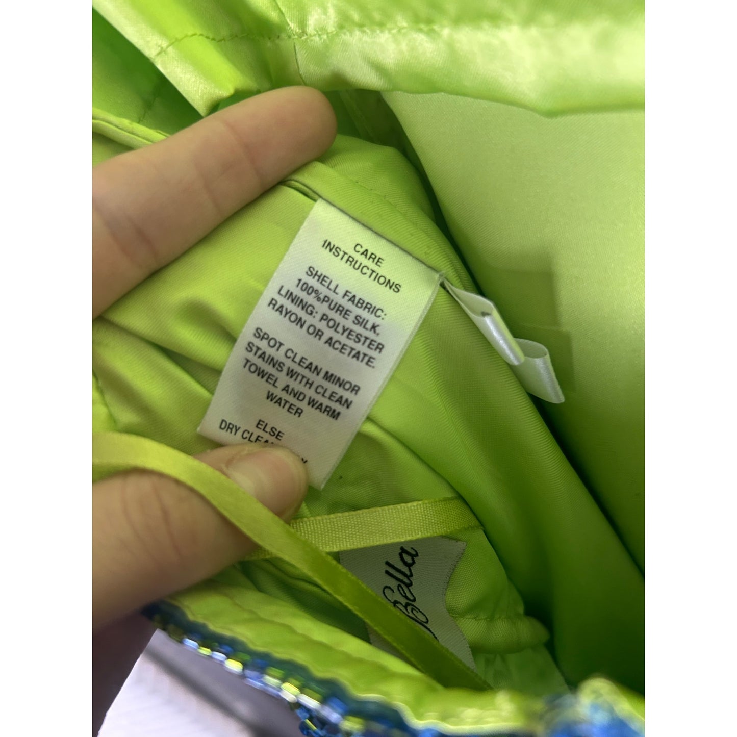 mia bella ombre blue green 100% silk beaded gown mermaidcore prom dress formal euro summer
