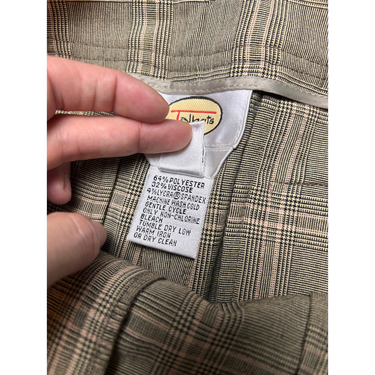 Talbots Brown Plaid Wide Leg Cuffed Trousers Size 4 70s Vintage Style