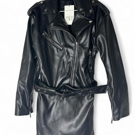 Zara nwt faux leather biker moto jacket
