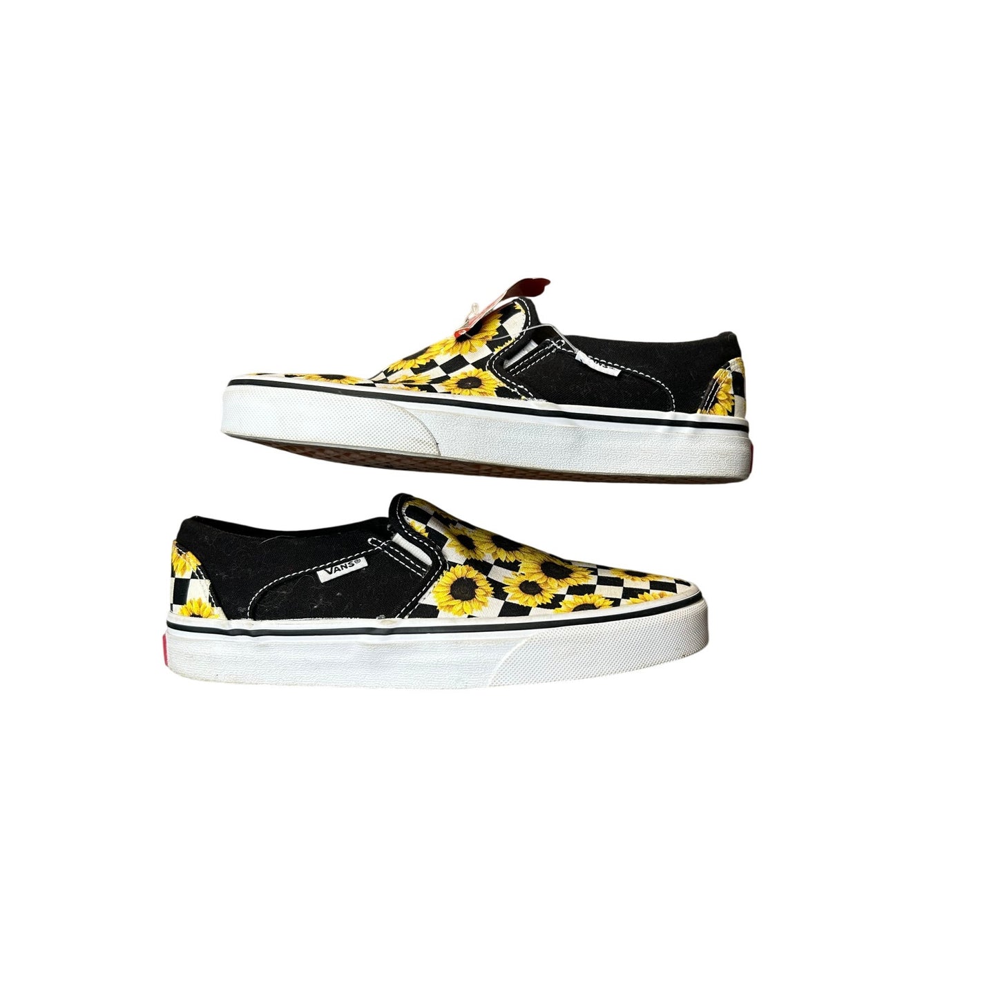Vans checkered slip on sunflower size 6.5