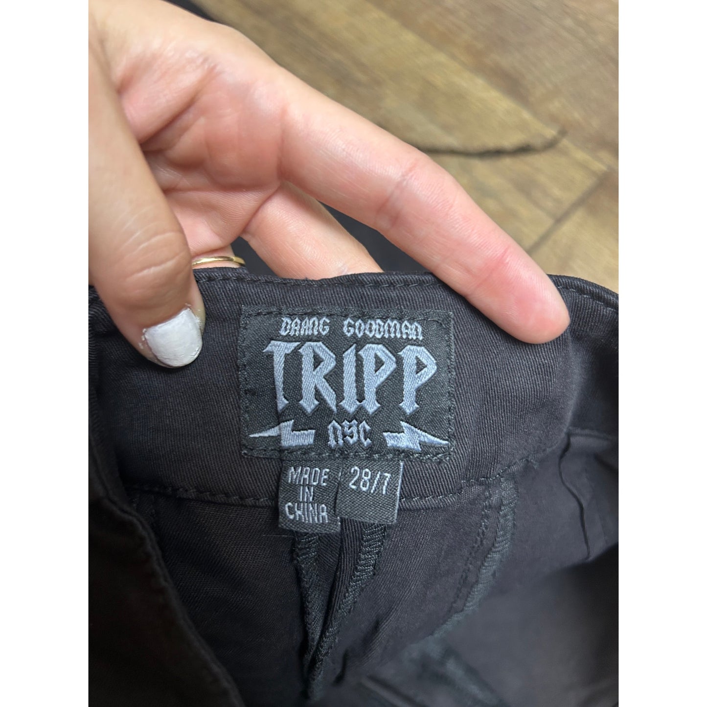 Tripp NYC lace up distressed skinny pants stretchy alt goth punk