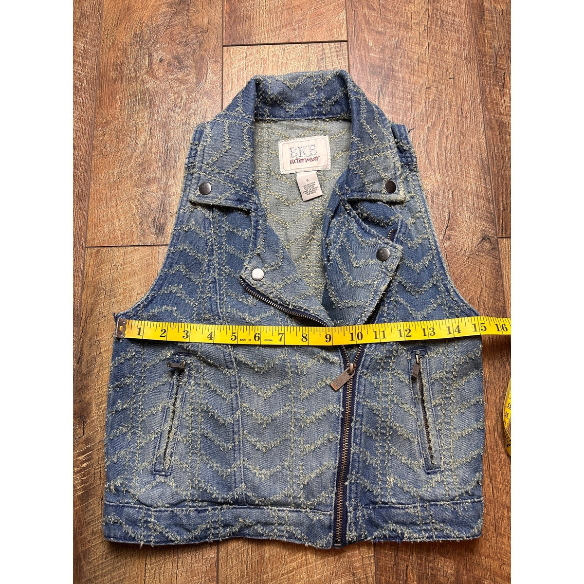 BKE Asymmetric Denim Vest Size S Y2K Western Sleeveless Pockets