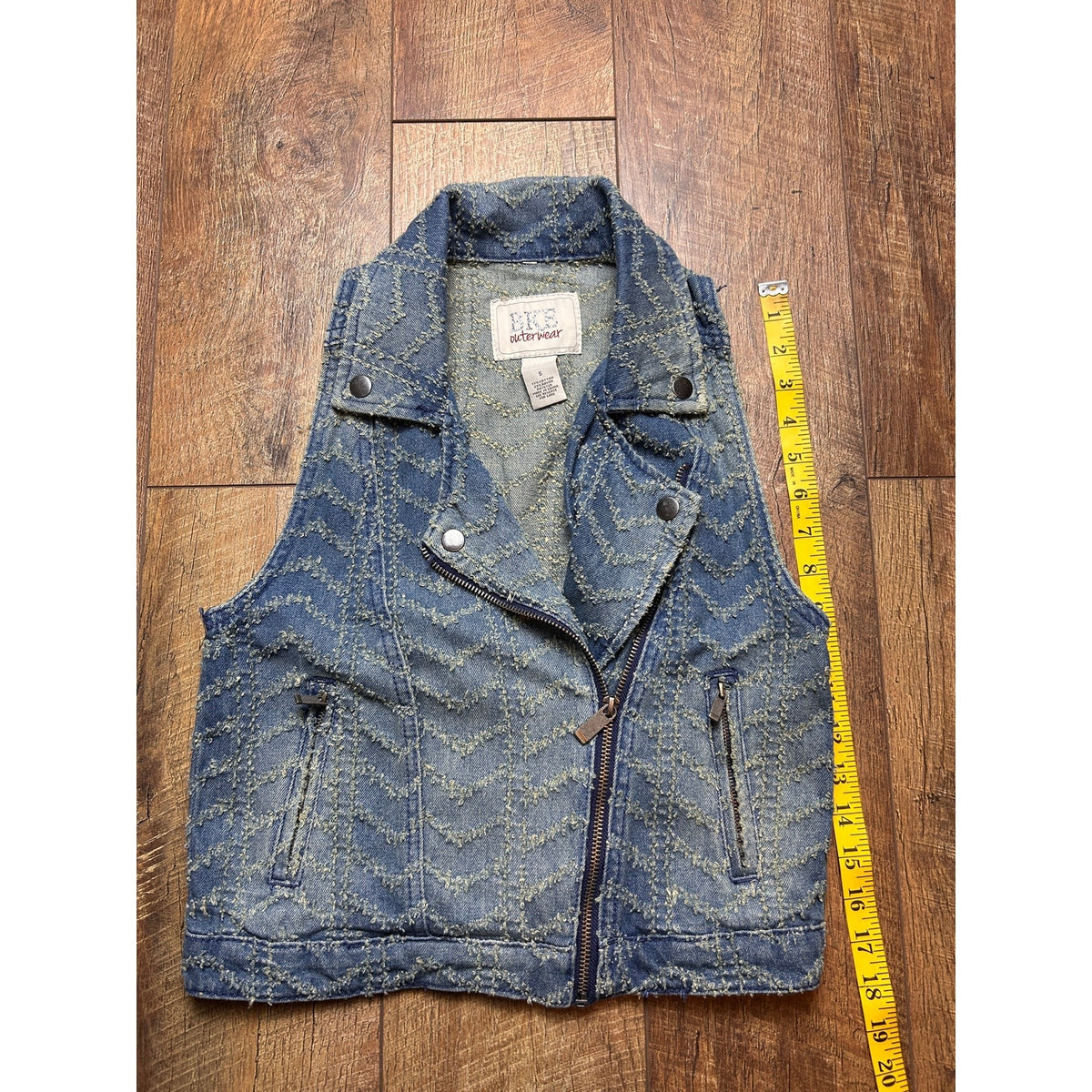 BKE Asymmetric Denim Vest Size S Y2K Western Sleeveless Pockets