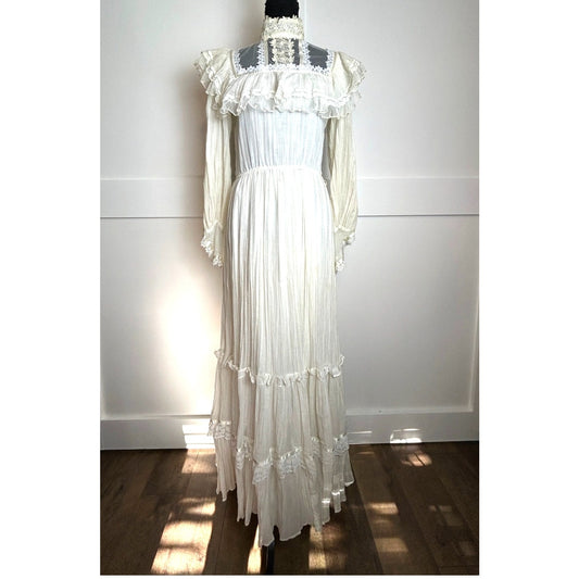 Vintage 1980s Gunne Sax by Jessica McClintock Prairie Wedding Dress – Edwardian