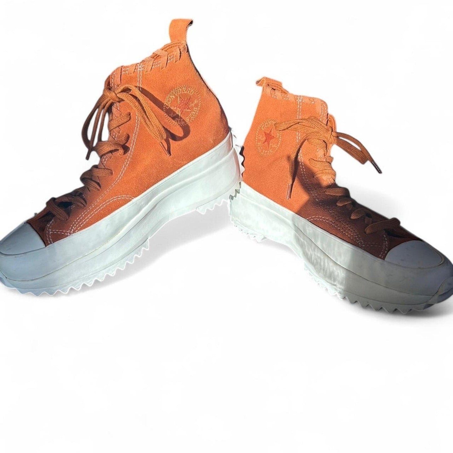 Converse Run Star Hike Orange White Platform Sneakers - Chunky Sole Trainers size 9.5