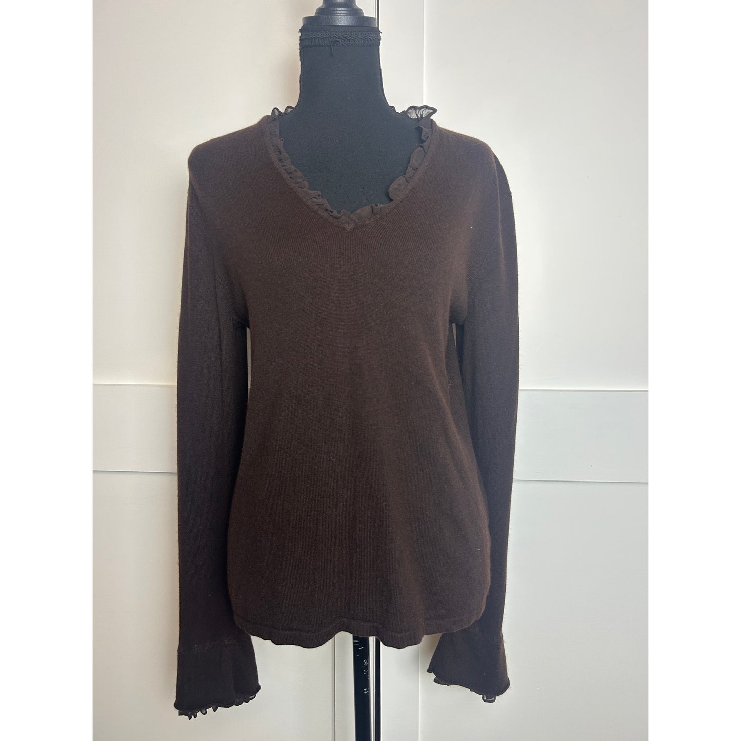 Lauren Ralph Lauren Kaschmir-Seiden-Pullover XL Braun Leicht Luxuriös
