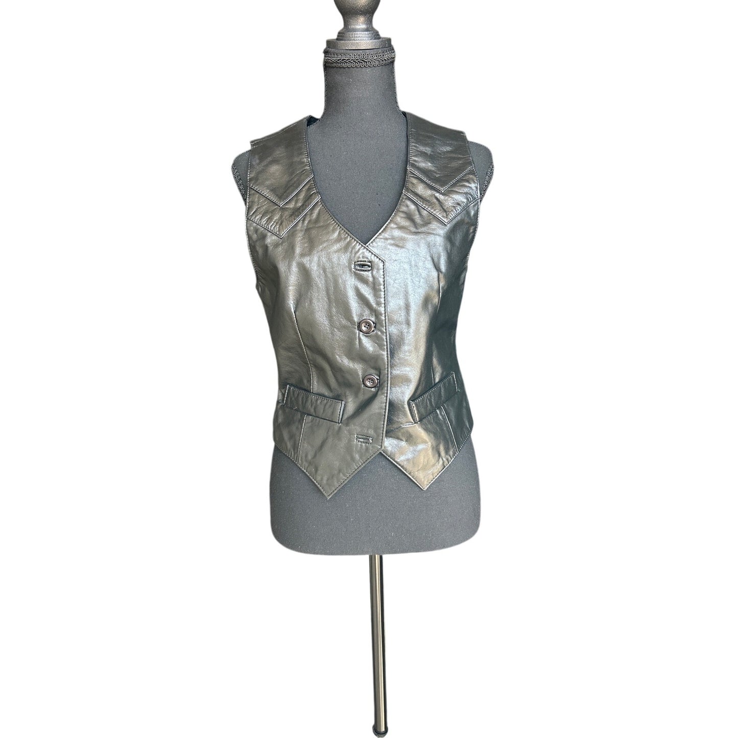 Vintage Leather Vest Size Small Biker Western Moto Layering Piece