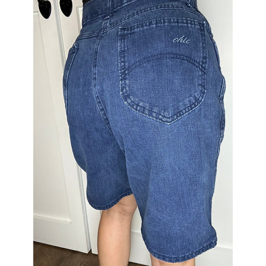 Vintage Chic Miami Made USA 100% Cotton Jorts Denim Shorts 26W Size 10