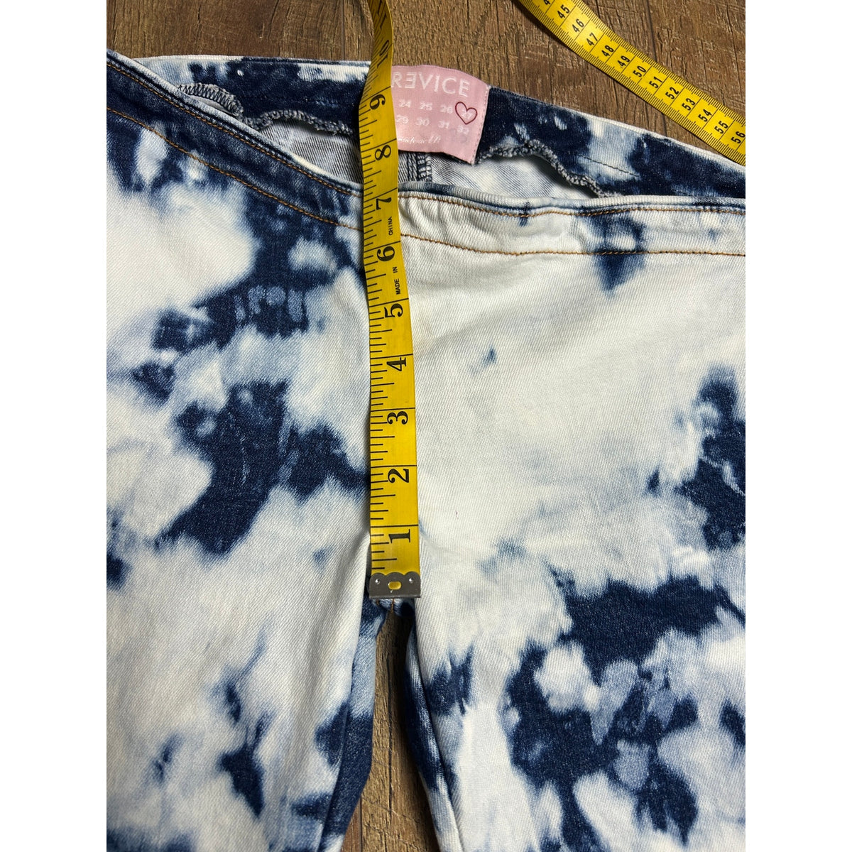 Revice NWT His loss pant apollo Asymmetrical Waist Cowgirl Jeans Tie Dye Acid Wash Low Rise Flare Size 27