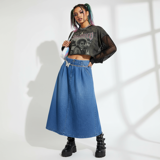Dockers Denim Maxi Skirt on Model