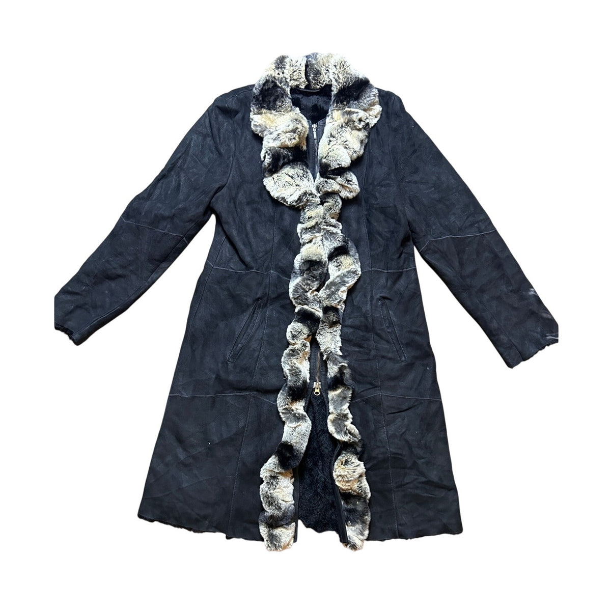 Pennambiance Exclusive Collection Penny Lane Coat XL Chinchilla Fur Trim Real Fur Y2K