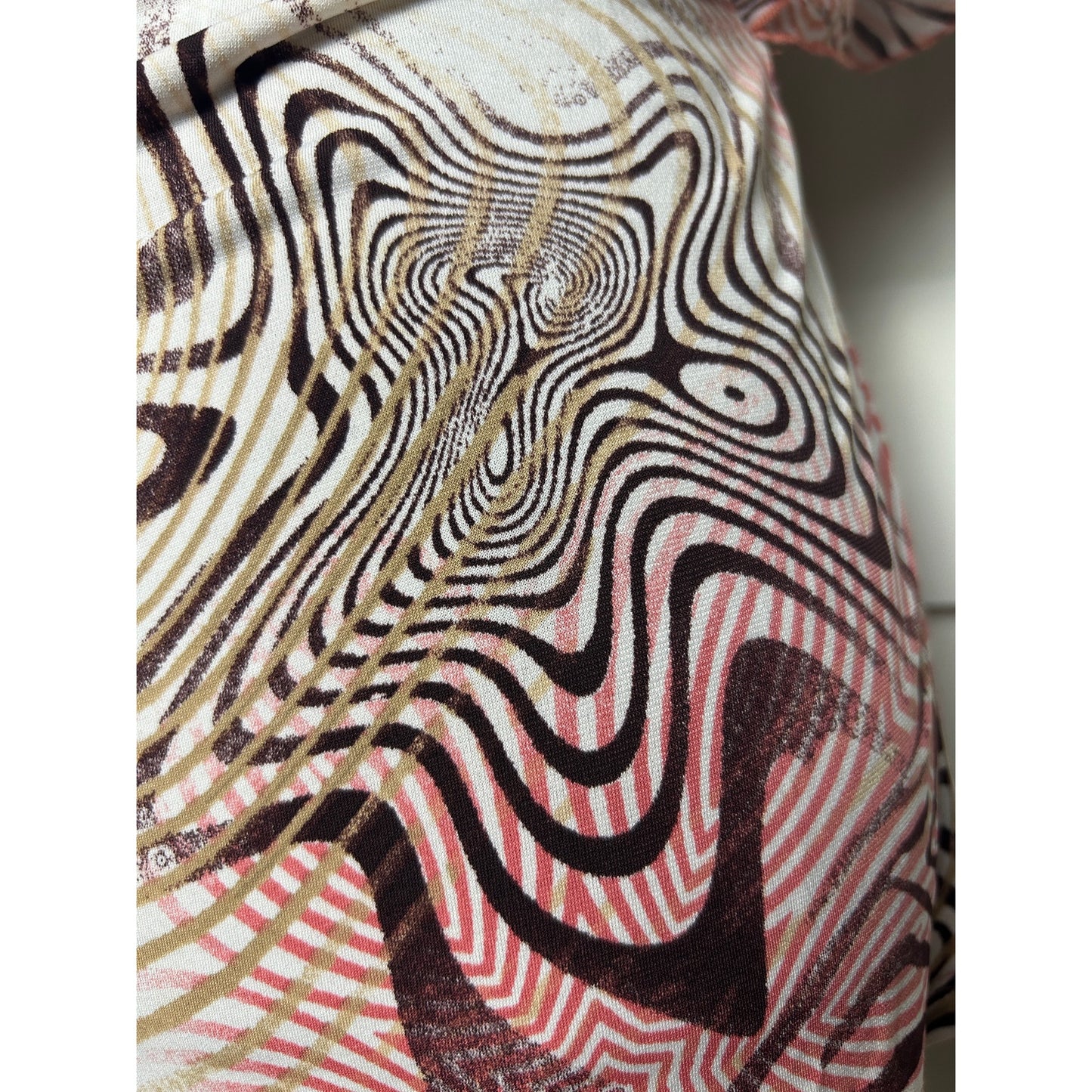 Y2K Adele & May Cowl Neck Top S Indie Sleaze Going Out Star Print