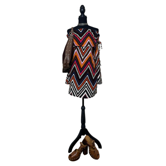 Y2K P Luca Milano Off Shoulder Chevron Knit Dress Missoni Style Size s