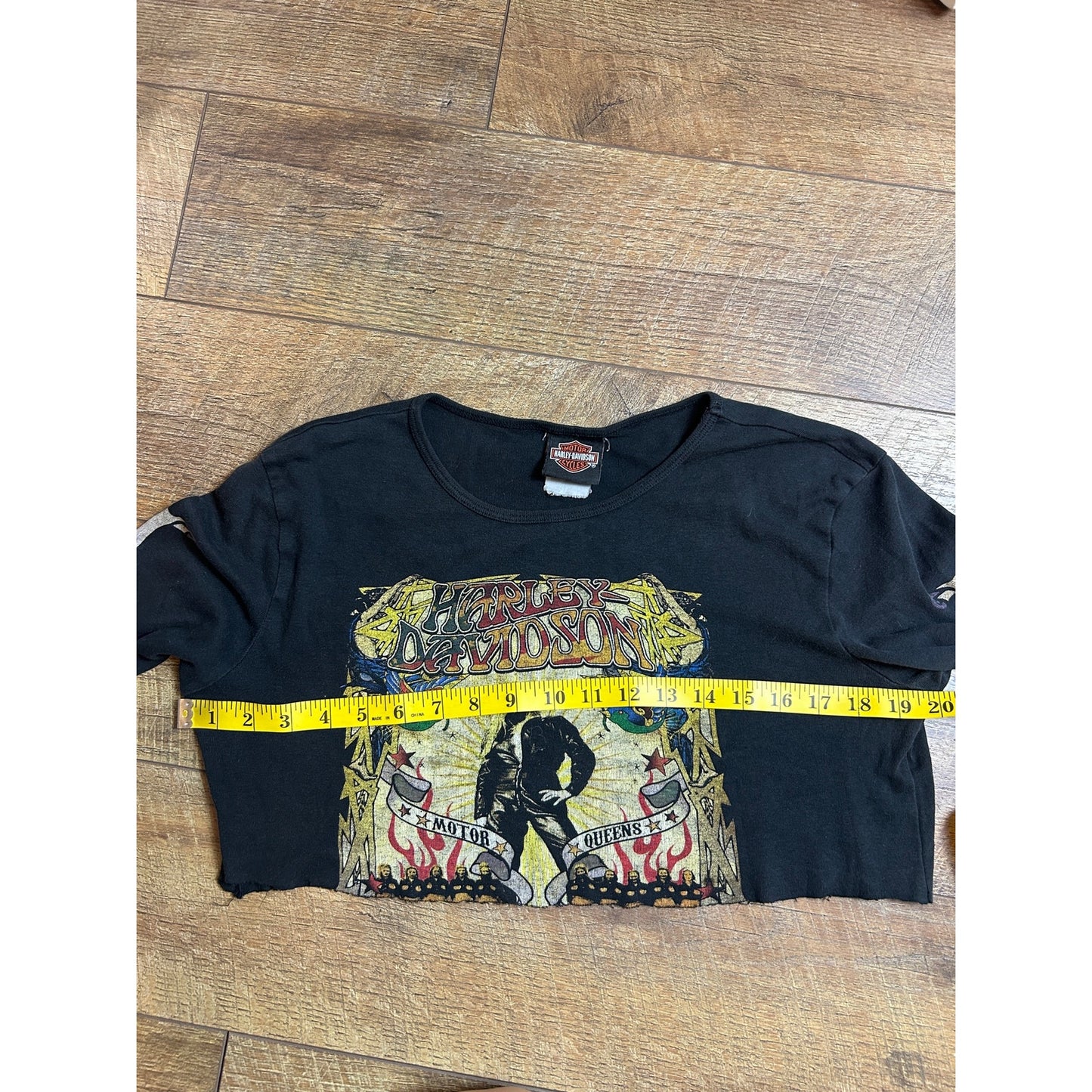 Cropped Harley Motor Queens graphic tee biker babe moto
