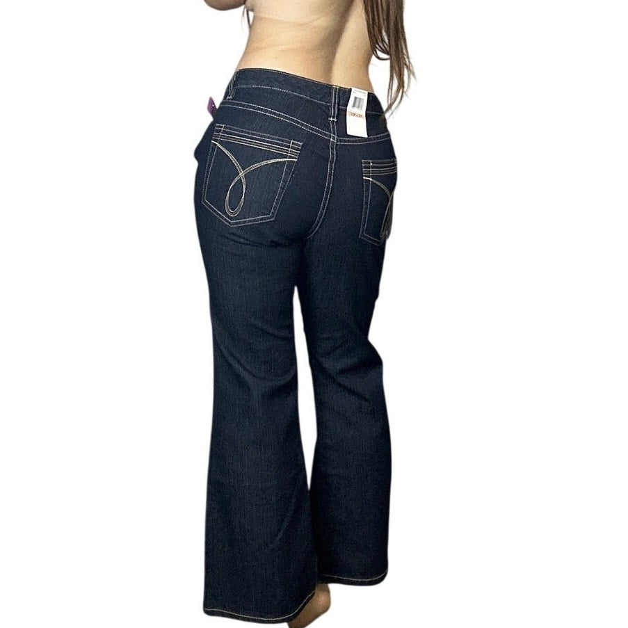nwt calvin klein flare jeans dark wash 12p
