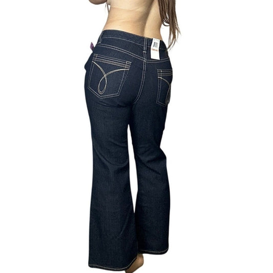 nwt calvin klein flare jeans dark wash 12p