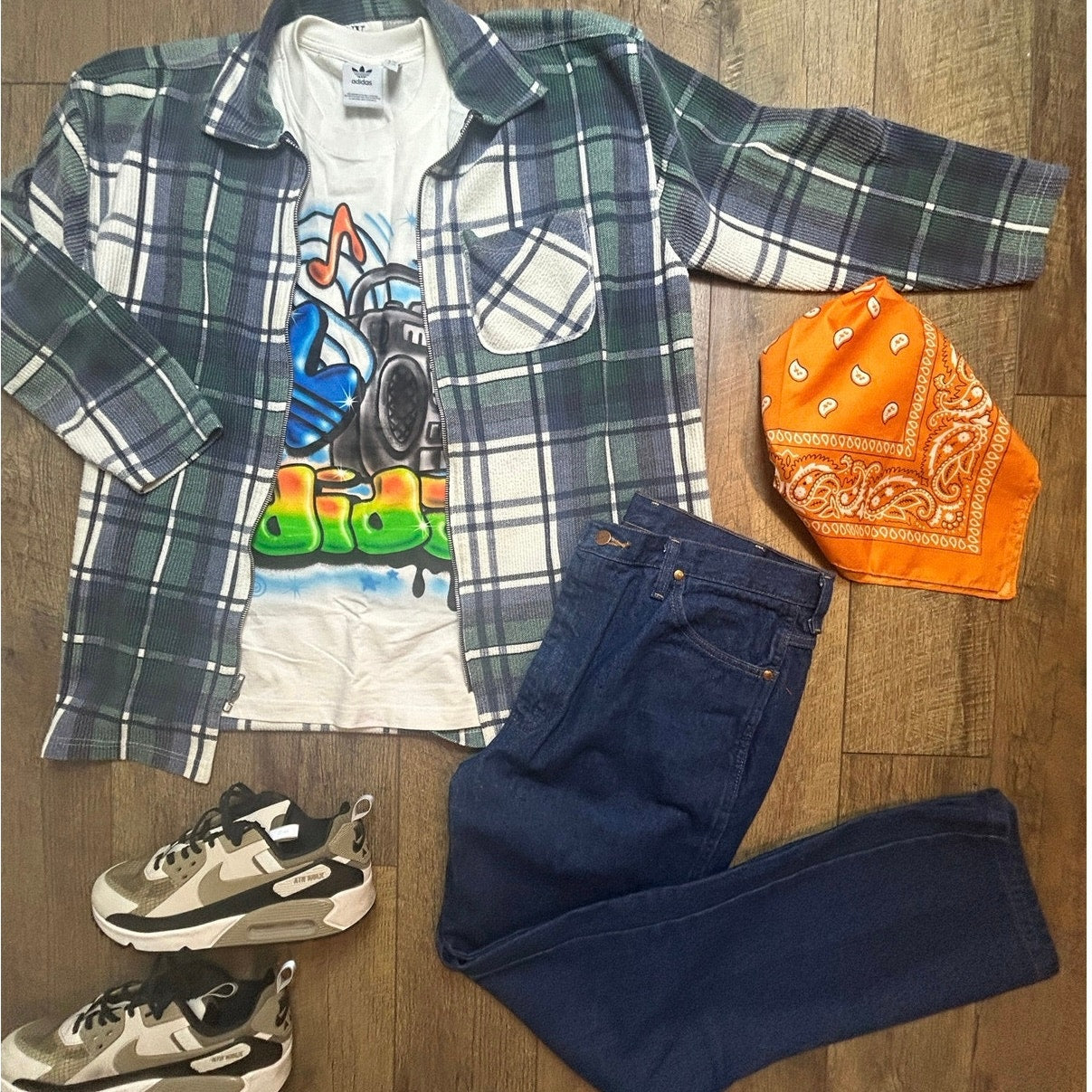 Vintage 90’s Ny jeans plaid zip up shirt size