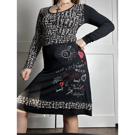 Desigual Made in Spain Y2K Long Sleeve Fit & Flare Dress Size S