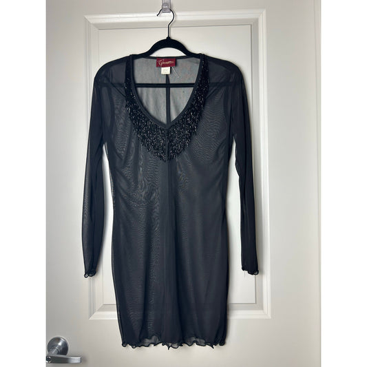 Robe ou paréo en georgette transparente perlée