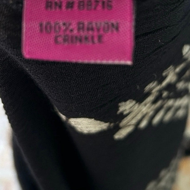 Rayon schwarz-weiß Batik Schwingkleid Einheitsgröße