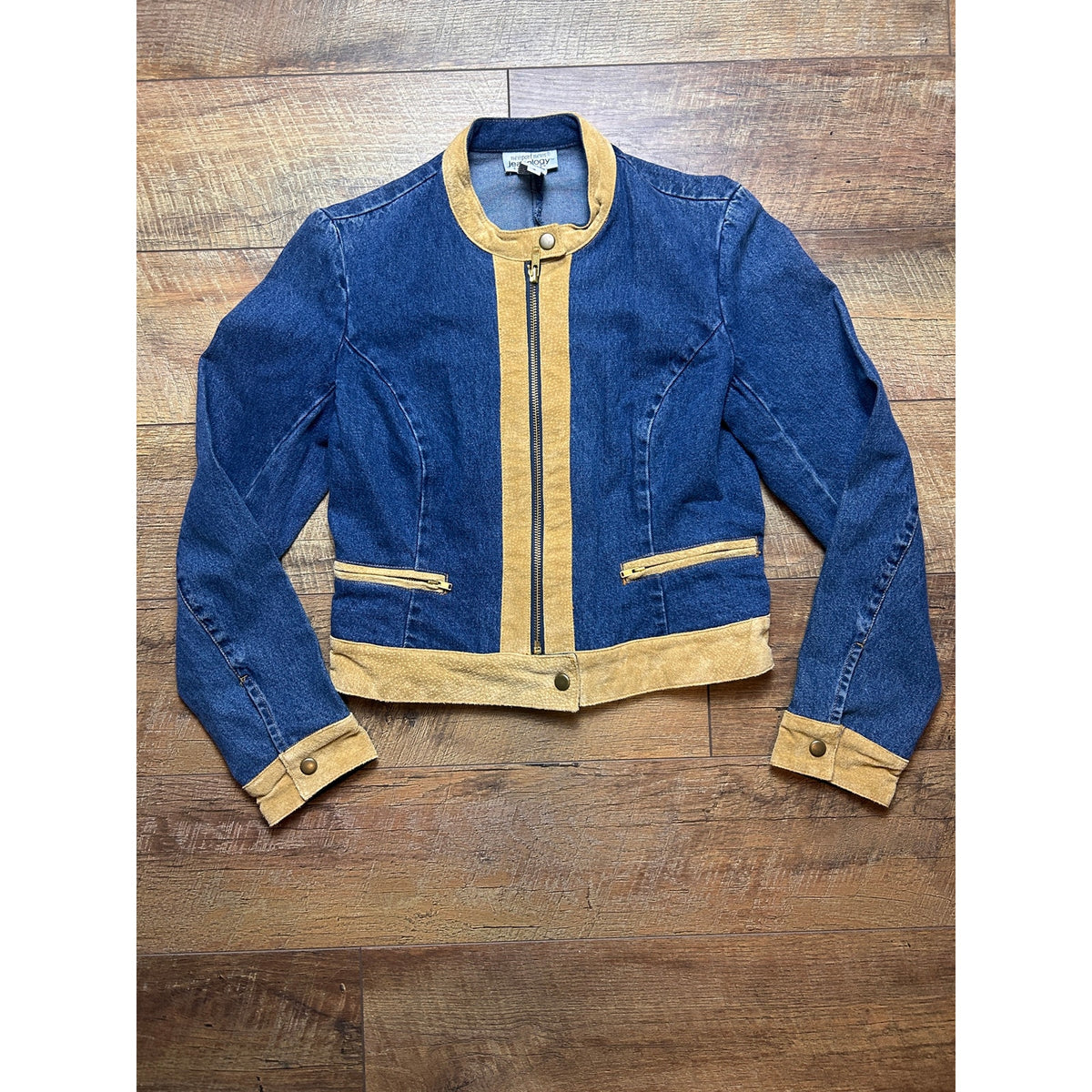 Newport News Jeanology Denim Suede Western Jacket Size 4 90s Y2K